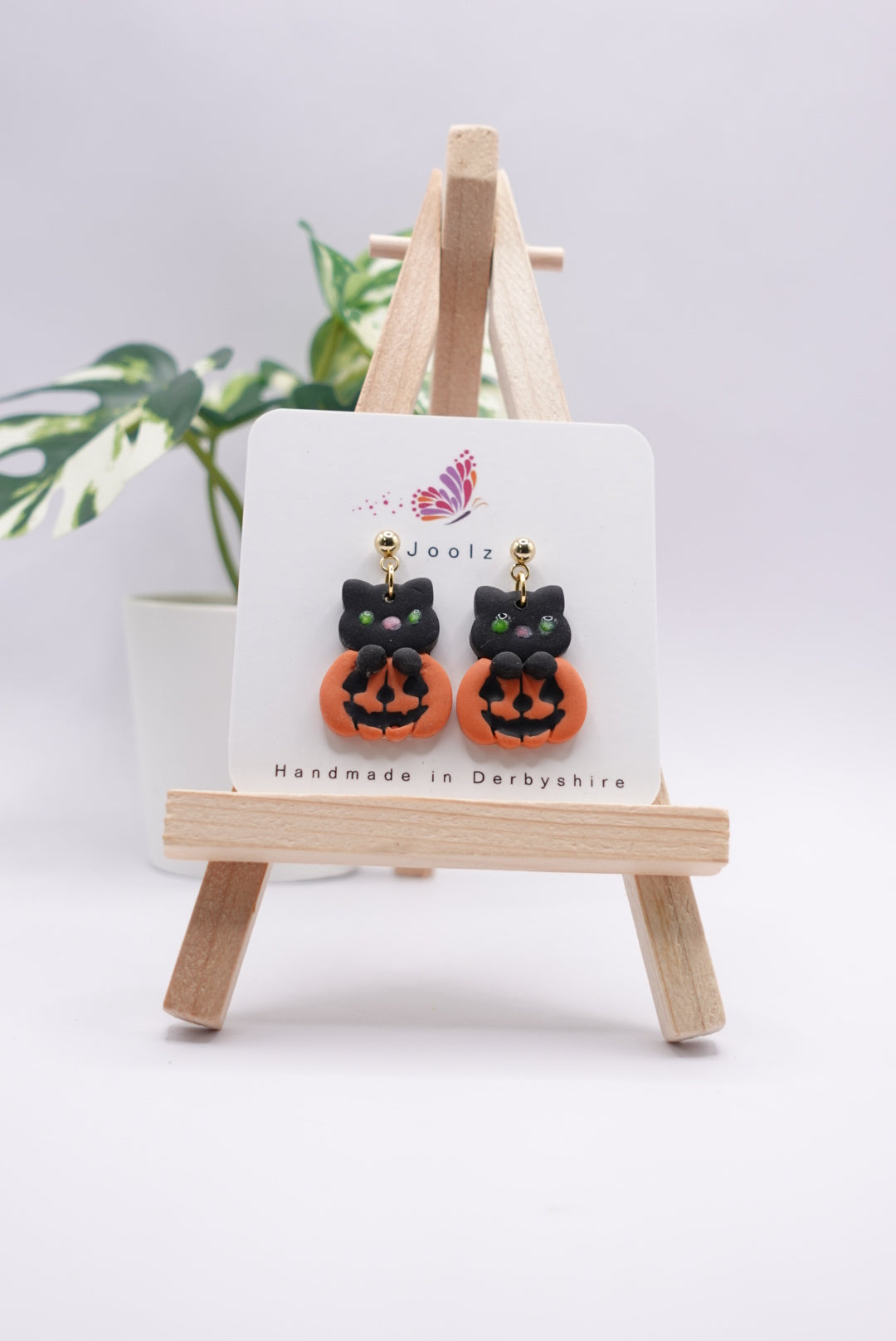 Black Cat in Pumpkin Earrings