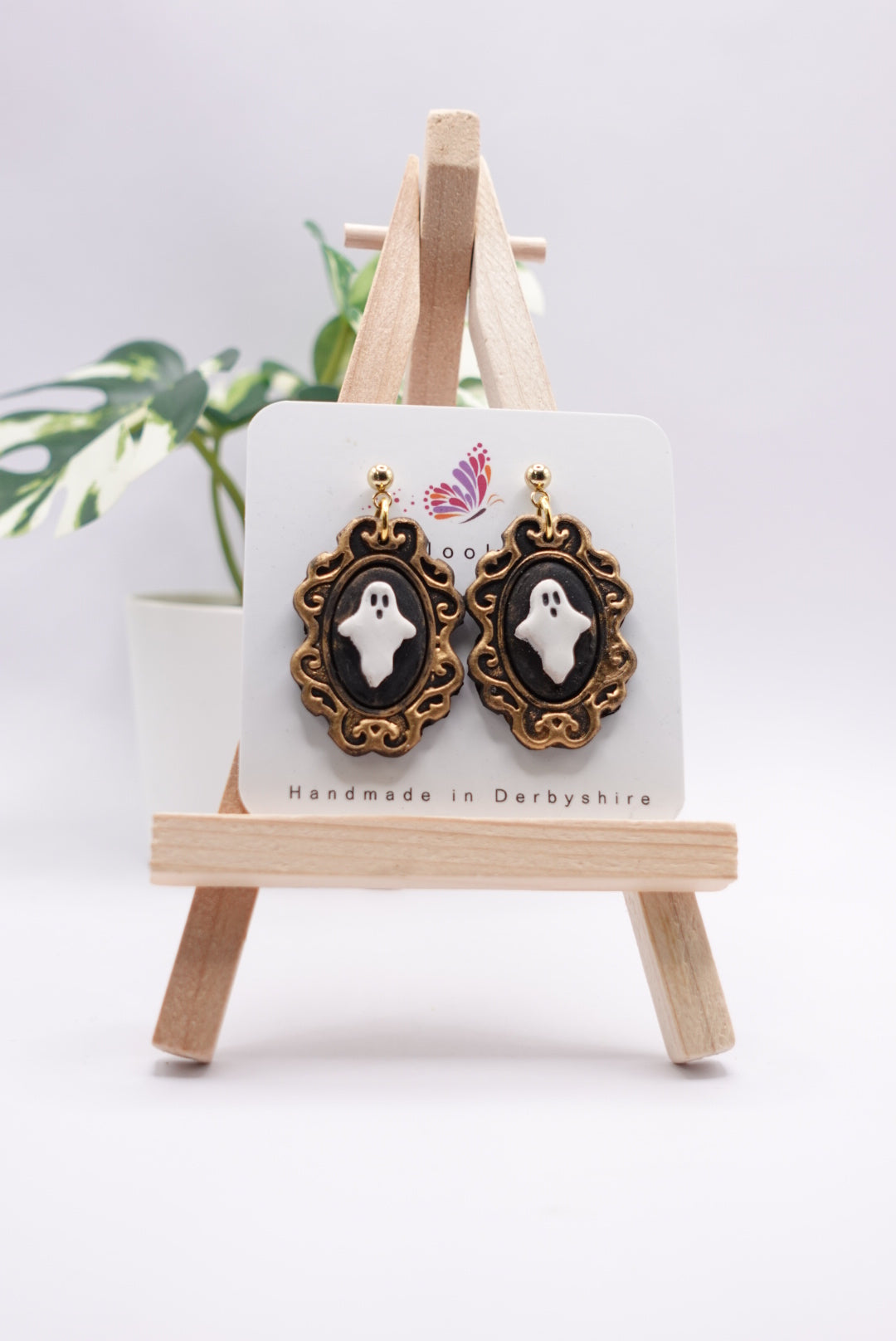 Gold Frame Mirror Ghost Earrings