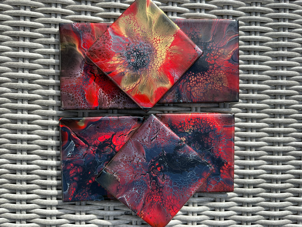 Coasters Red and Black Colourway