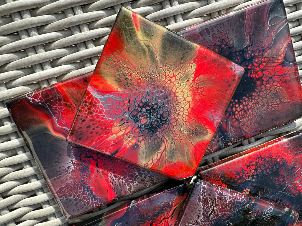 Coasters Red and Black Colourway