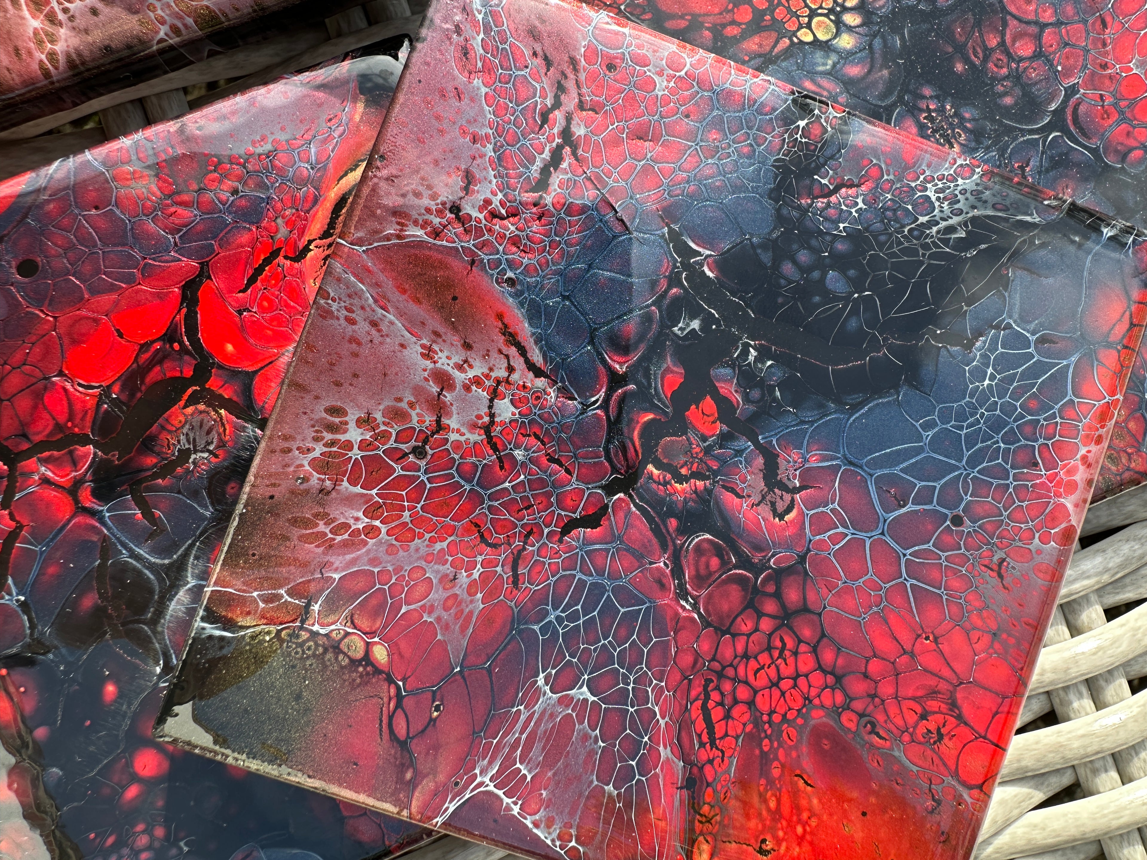Coasters Red and Black Colourway