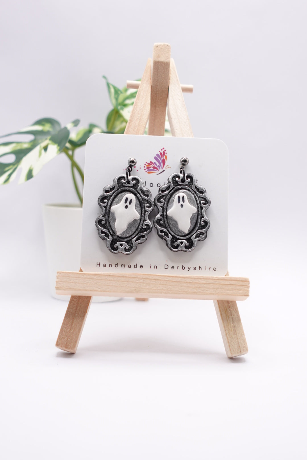 Silver Frame Ghost Mirror Earrings